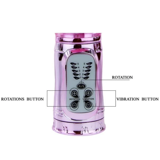 Vibrator cu rotație și pulsații, silicon, roz