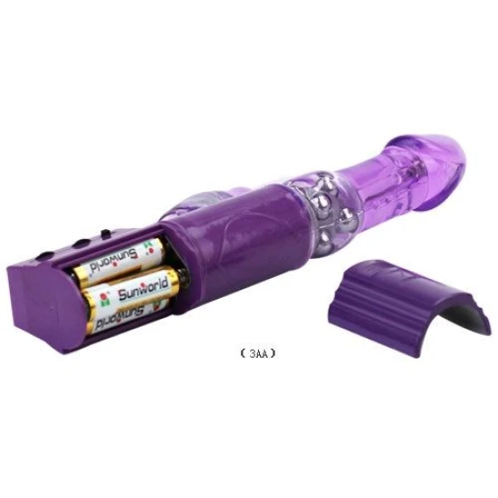 Vibrator Rabbit Pearl Rotator din TPE, Roz, 24 cm