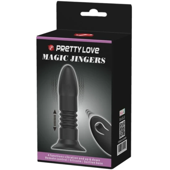 Plug anal cu vibrații și mișcare sus-jos, silicon, negru