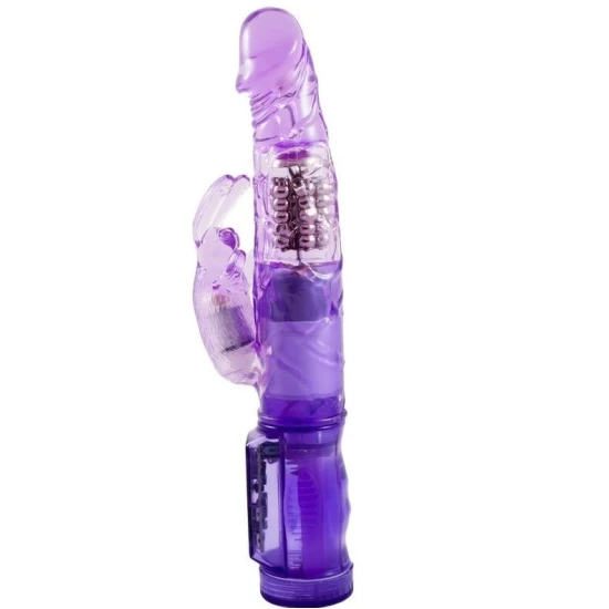 Vibrator mini rotativ cu iepuraș, gel, liliachiu