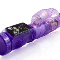 Vibrator mini rotativ cu iepuraș, gel, liliachiu