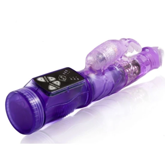 Vibrator mini rotativ cu iepuraș, gel, liliachiu