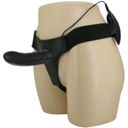 Strap-on cu vibrații și dildo gol din silicon, negru