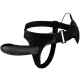 Ham Strap-on cu Vibrator și Dildo Gol din Silicon, Negru, Universal