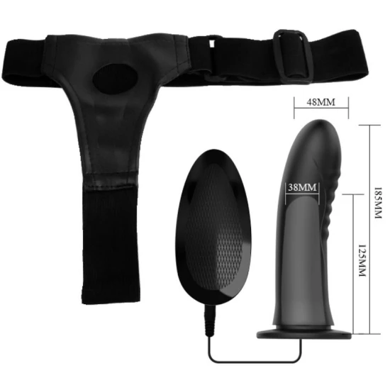 Ham Strap-on cu Vibrator și Dildo Gol din Silicon, Negru, Universal