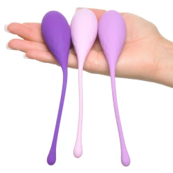 Set antrenament Kegel din silicon, 3 greutăți, roz