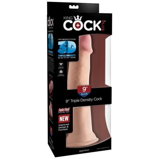 Dildo cu densitate triplă, 23 cm, cu ventuză