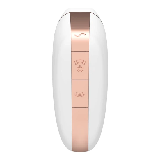 Stimulator și vibrator cu aer Love Triangle din silicon, alb