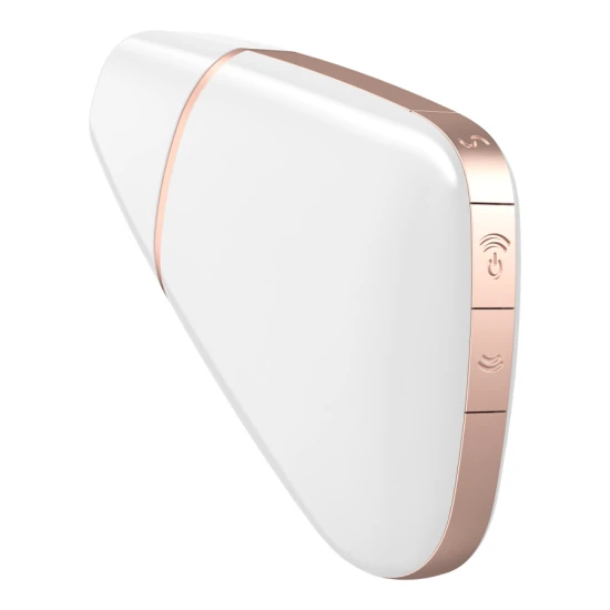 Stimulator și vibrator cu aer Love Triangle din silicon, alb
