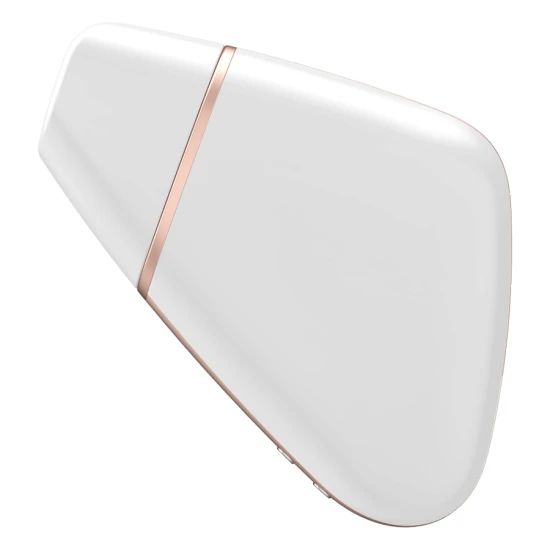Stimulator și vibrator cu aer Love Triangle din silicon, alb