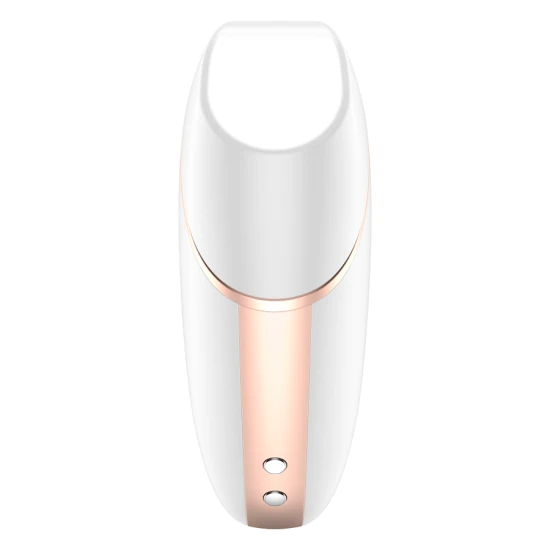 Stimulator și vibrator cu aer Love Triangle din silicon, alb