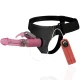 Harness erotic cu vibrații și rotație, negru, 18 cm