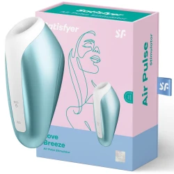 Stimulator cu aspirație Love Breeze din silicon, albastru ice