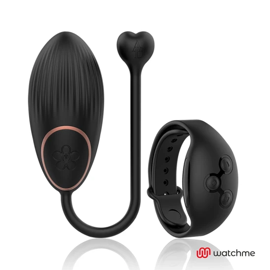 Vibrator EGG din silicon medical, negru, cu ceas WATCHME