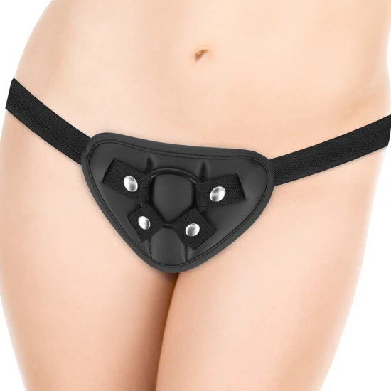 CYBERSILICOCK - Ham de tip strap-on cu 3 inele, pentru dildouri, negru