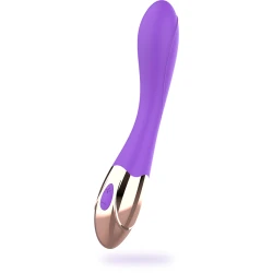 Vibrator G-Spot din silicon reîncărcabil, auriu-liliachiu