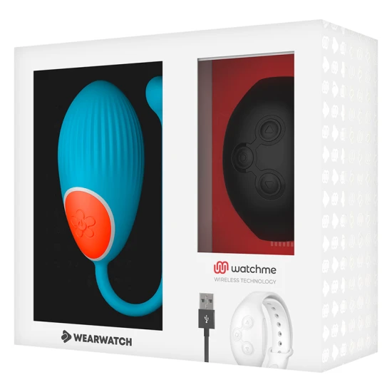 Ou vibrator din silicon medical, albastru/jet, cu telecomandă ceas