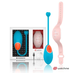 Ou vibrator din silicon medical, albastru/roz, cu telecomandă ceas