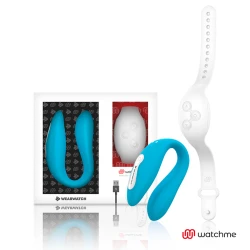 Vibrator U Dual din silicon, indigo/alb, cu ceas WATCHME