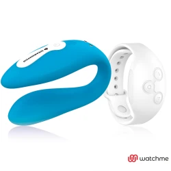 Vibrator U Dual din silicon, indigo/alb, cu ceas WATCHME