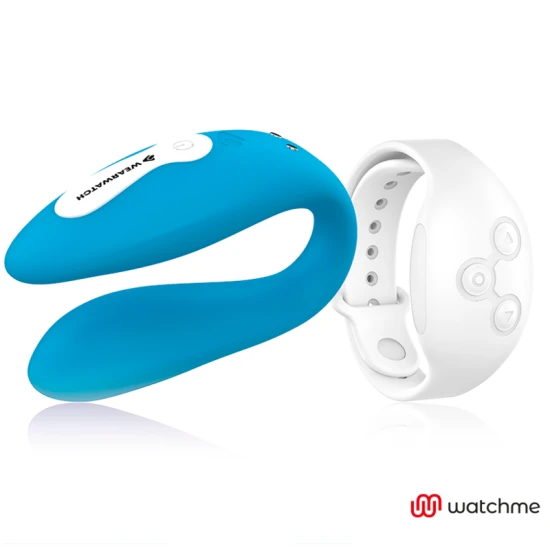 Vibrator U Dual din silicon, indigo/alb, cu ceas WATCHME
