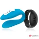 Vibrator dual pentru cupluri din silicon medical, indigo/negru