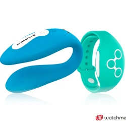 Vibrator dublu pentru cupluri din silicon medical, indigo/seawater