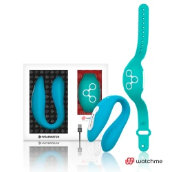 Vibrator dublu pentru cupluri din silicon medical, indigo/seawater