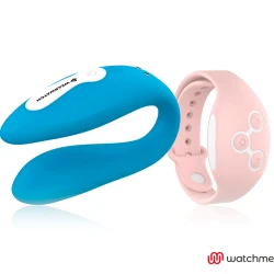 Vibrator Dual din silicon medical, indigo/roz, WATCHME