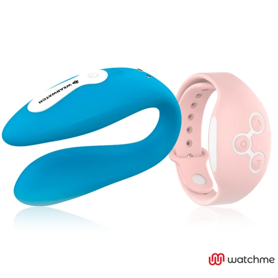 Vibrator Dual din silicon medical, indigo/roz, WATCHME