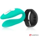 Vibrator dual pentru cupluri din silicon, aquamarine/negru
