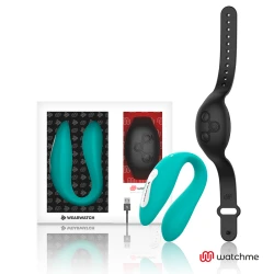 Vibrator dual pentru cupluri din silicon, aquamarine/negru
