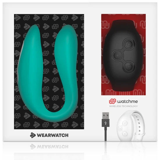 Vibrator dual pentru cupluri din silicon, aquamarine/negru