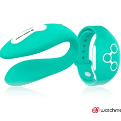 Vibrator dual pentru cupluri din silicon medical, verde deschis