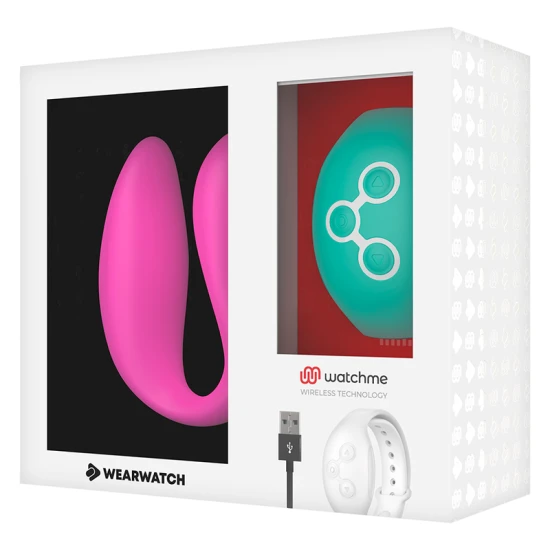 Vibrator dual pentru cupluri din silicon medical, fuchsia/seawater