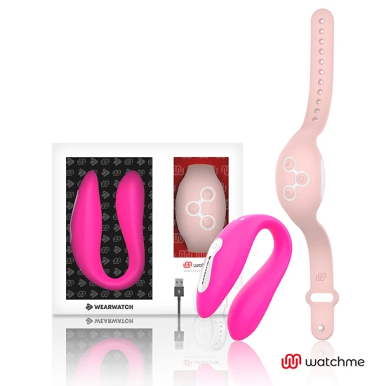 Vibrator dual pentru cupluri din silicon medical, fuchsia/roz