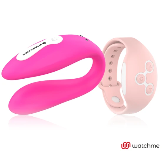 Vibrator dual pentru cupluri din silicon medical, fuchsia/roz