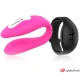 Vibrator dual pentru cuplu din silicon medical, fuchsia/azabache