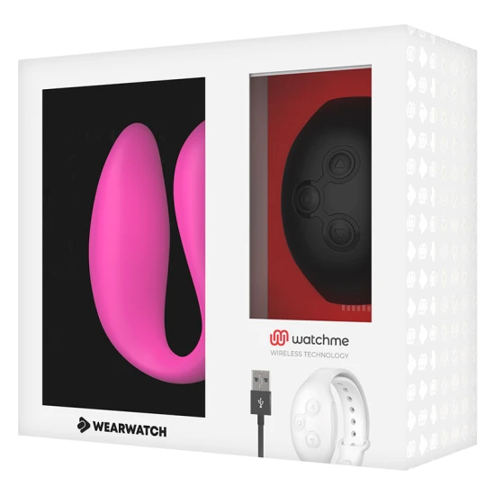 Vibrator dual pentru cuplu din silicon medical, fuchsia/azabache